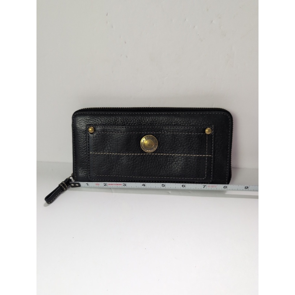 Vintage Coach Zip Around Wallet Black Pebbled Leather - Picture 7 of 9